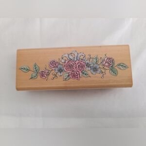 Floral Wooden Stamp Box
